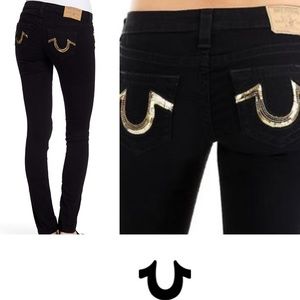 True Religion Black Skinny Jeans W/Sequin!